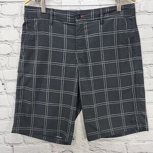 O'Neill Hybrid Shorts Mens Sz 34 Gray Plaid Knee Length